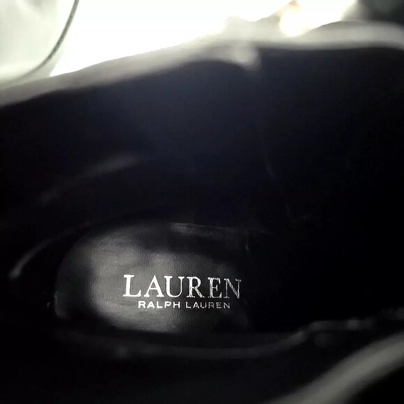 Ralph Lauren Carole Black Leather Side Zip Block Heel Ankle Booties Size 7.5B - Picture 9 of 12